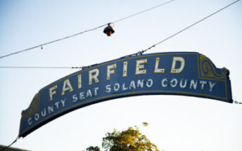 Fairfield welcome sign looking upward