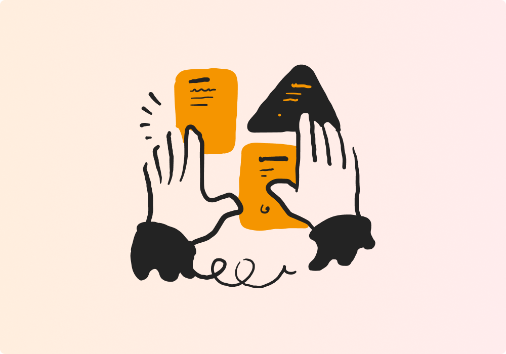 Hands moving interface elements