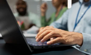 Man working on laptop