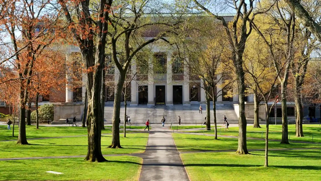 campus building with trees