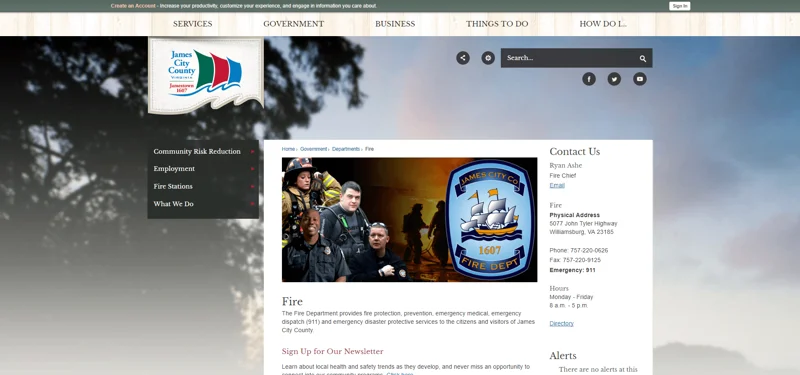 James City County website screenshot 2