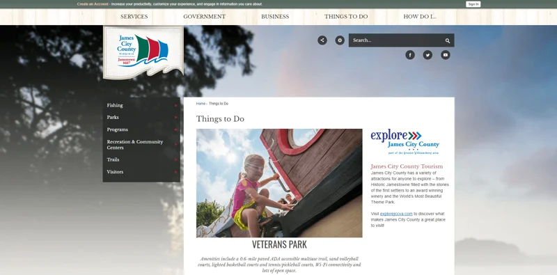 James City County website screenshot 1