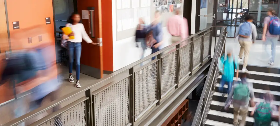 Busy hallway in a high school